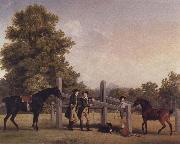 The Third Duke of Portand and his Brother,Lord Edward Bentinck,with Two Horses at a Leaping Bar